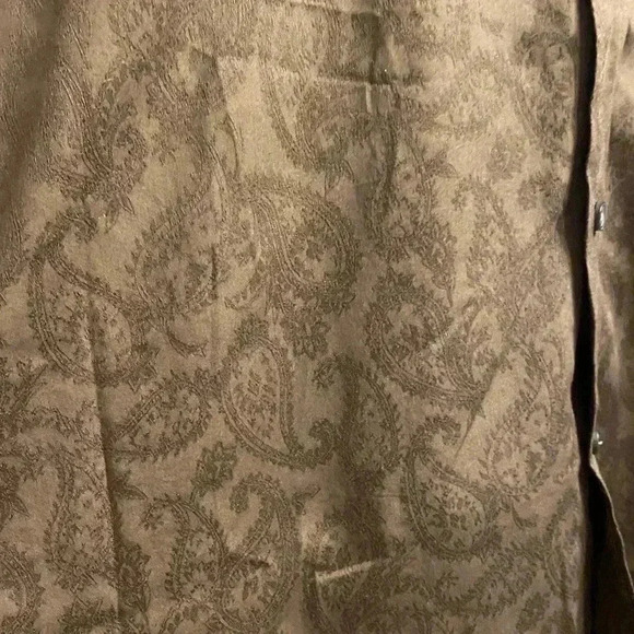 Mens Structure button up long sleeve with pocket in brown with a paisley design - Picture 5 of 10